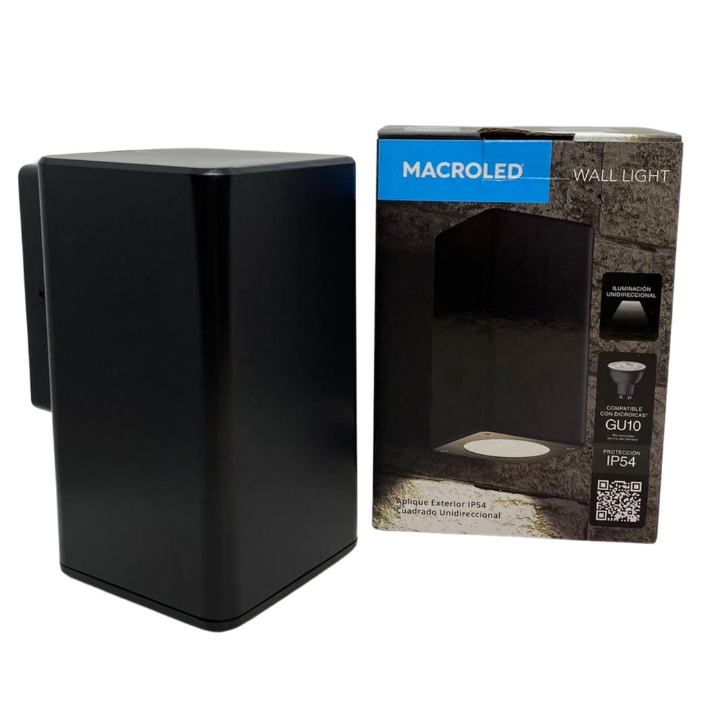 Artefacto Aplicar Exterior Cuadrado Negro, Bidireccional 9W Macroled