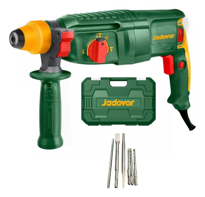 TALADRO ROTOPERCUTOR 800W - VOLTAJE: 220-240V 50/60HZ - VELOCIDAD SIN CARGA: 0 - 1100RPM - TASA DE IMPACTO: 0 - 4000BPM - ENERGÍA DE IMPACTO: 2.5J - SISTEMA DE MANDRIL SDS PLUS - INCLUYE 5 ACCES. SDS