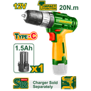 Taladro atornillador inalámbrico 12V 1500rpm 2 velocidades - Jadever