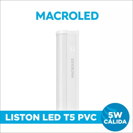 LISTON LED T5 PVC INTERCONECTABLE CON INTERRUPTOR  CALIDO 5W MACROLED
