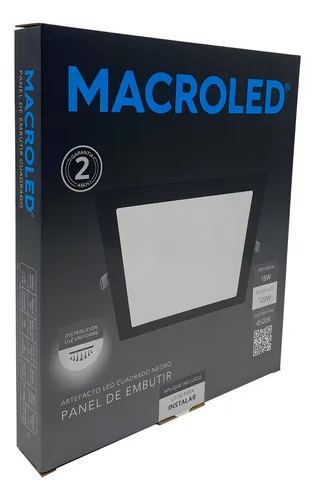 Plafón embutir cuadrado negro 18w neutro Macroled