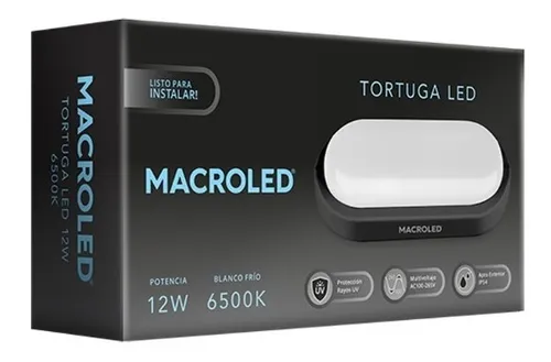 TORTUGA MACROLED OVAL MARCO NEGRO 12W - IP54 - AC100-265V - FP:0,9 - 1080 lm - BLANCO FRIO