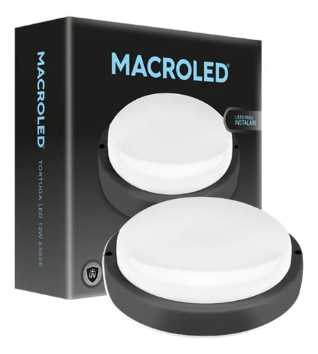 TORTUGA MACROLED REDONDA MARCO NEGRO 12W - IP54 - AC100-265V - FP:0,9 - 1080 lm - BLANCO CALIDO