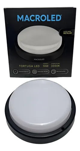 TORTUGA MACROLED REDONDA MARCO NEGRO 18W - IP54 - AC100-265V - FP:0,9 - 1620 lm - BLANCO CALIDO