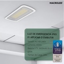 LUZ DE EMERGENCIA IP 65 PARA APLICAR O EMBUTIR, AC100-240V, 400LM, BATERIA 3.7V 2400mAh, 4-6HS, BCO FRIO 7000K