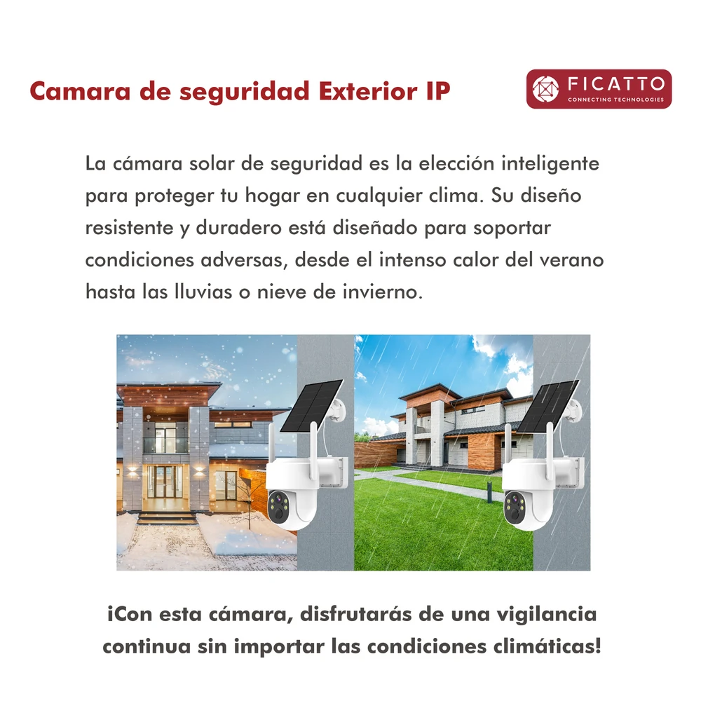CAMARA IP EXTERIOR PTZ SOLAR FULL HD WIFI FICATTO