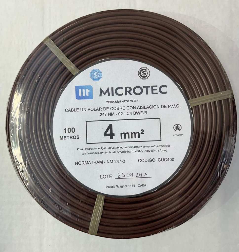 Cable 1x4 marrón C4 rollo 100m MICROTEC 