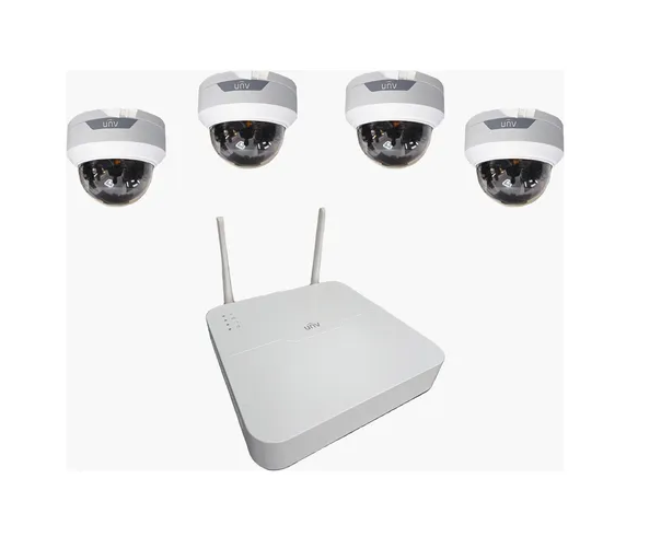 Kit NVR WiFi con 4 Cámaras Mini Domo IP 2MP – Lente 2.8mm, HDD hasta 6TB - Unv
