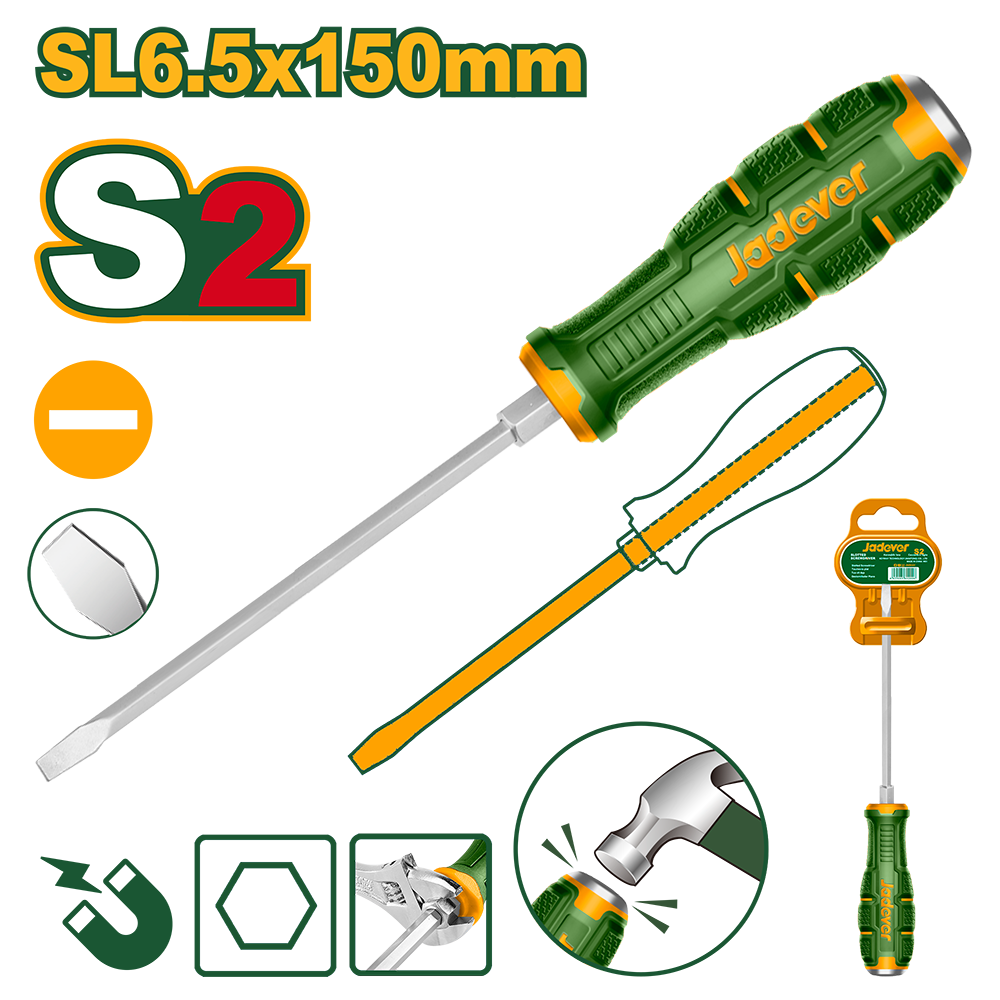 Destornillador impacto S2 SL6.5 150mm Jadever