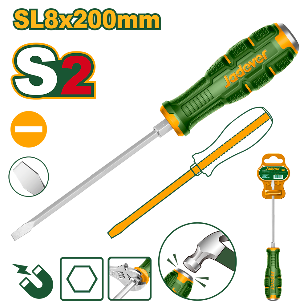 Destornillador impacto S2 SL8 150mm Jadever