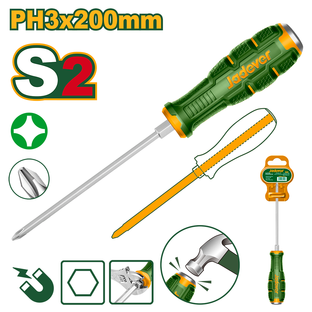 Destornillador impacto S2 PH3 200mm Jadever