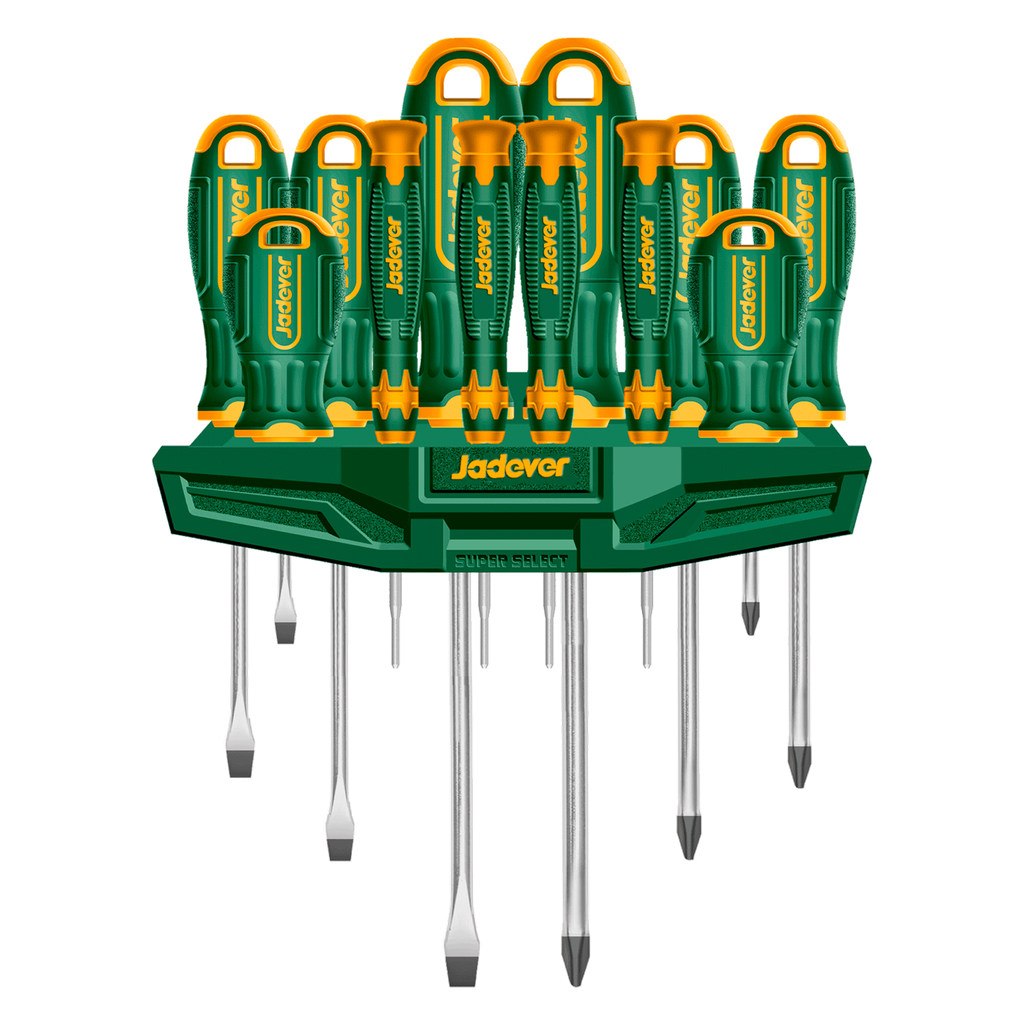KIT DE DESTORNILLADORES - 16 PIEZAS - ACERO CR-V -  PLABOS, PHILIPS, TORX - MANGO ERGONÓMICO