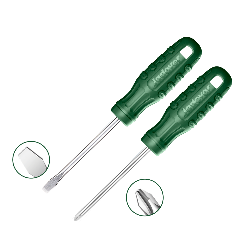 Kit destornilladores 2 piezas acero 40cr plano sl6.5 x 100mm + phillips ph2 x mango redondo Jadever