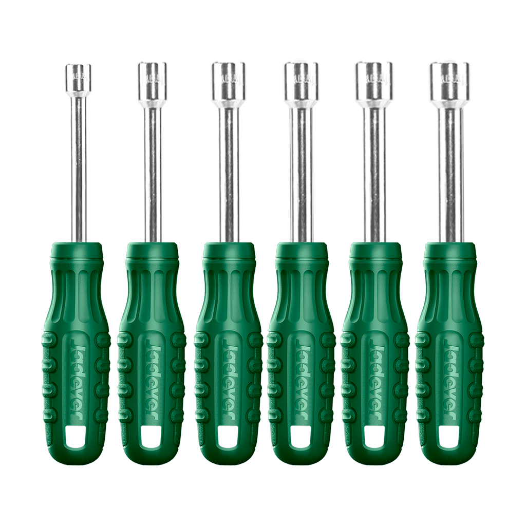 Kit destornilladores tuercas 6 piezas acero 45cs longitud 185mm 5-6-7-8-9- cabeza hexagonal mango plástico redondo Jadever