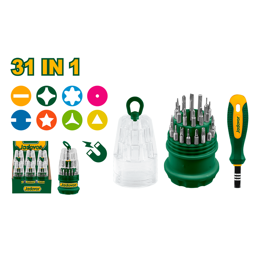 Set Destornillador múltiple 31 en 1 CRV Jadever