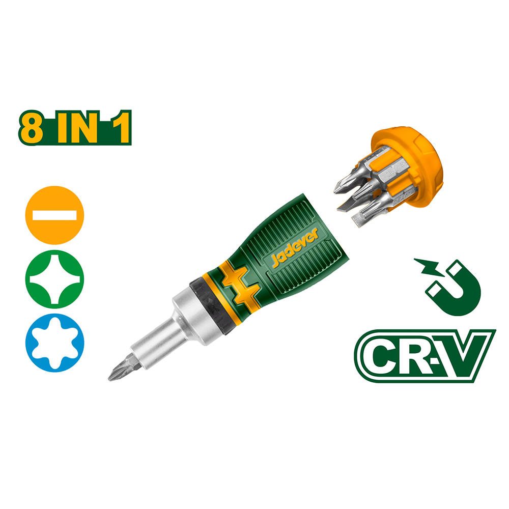 Set Destornillador Múltiple Cricket 8 en 1 CRV Jadever