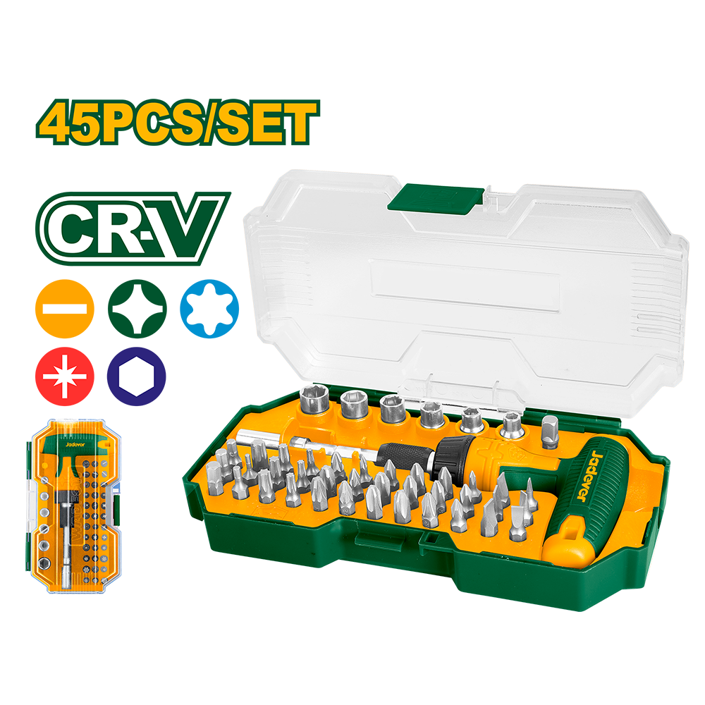 Set destornillador múltiple cricket 45 en 1 CRV Jadever