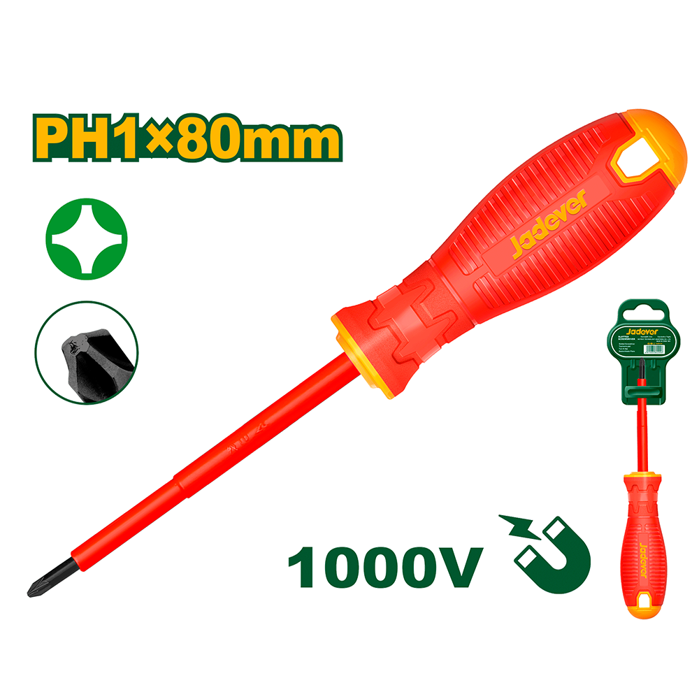 Destornillador aislado PH1 80mm Jadever