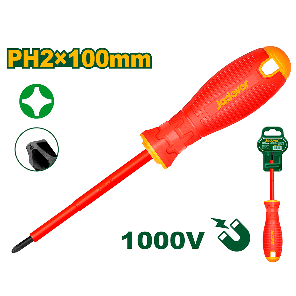 Destornillador aislado PH2 100mm Jadever