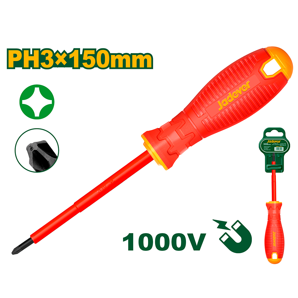 Destornillador aislado PH3 150mm Jadever