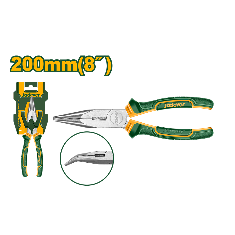 Pinza punta curva 8" mango bicolor Jadever