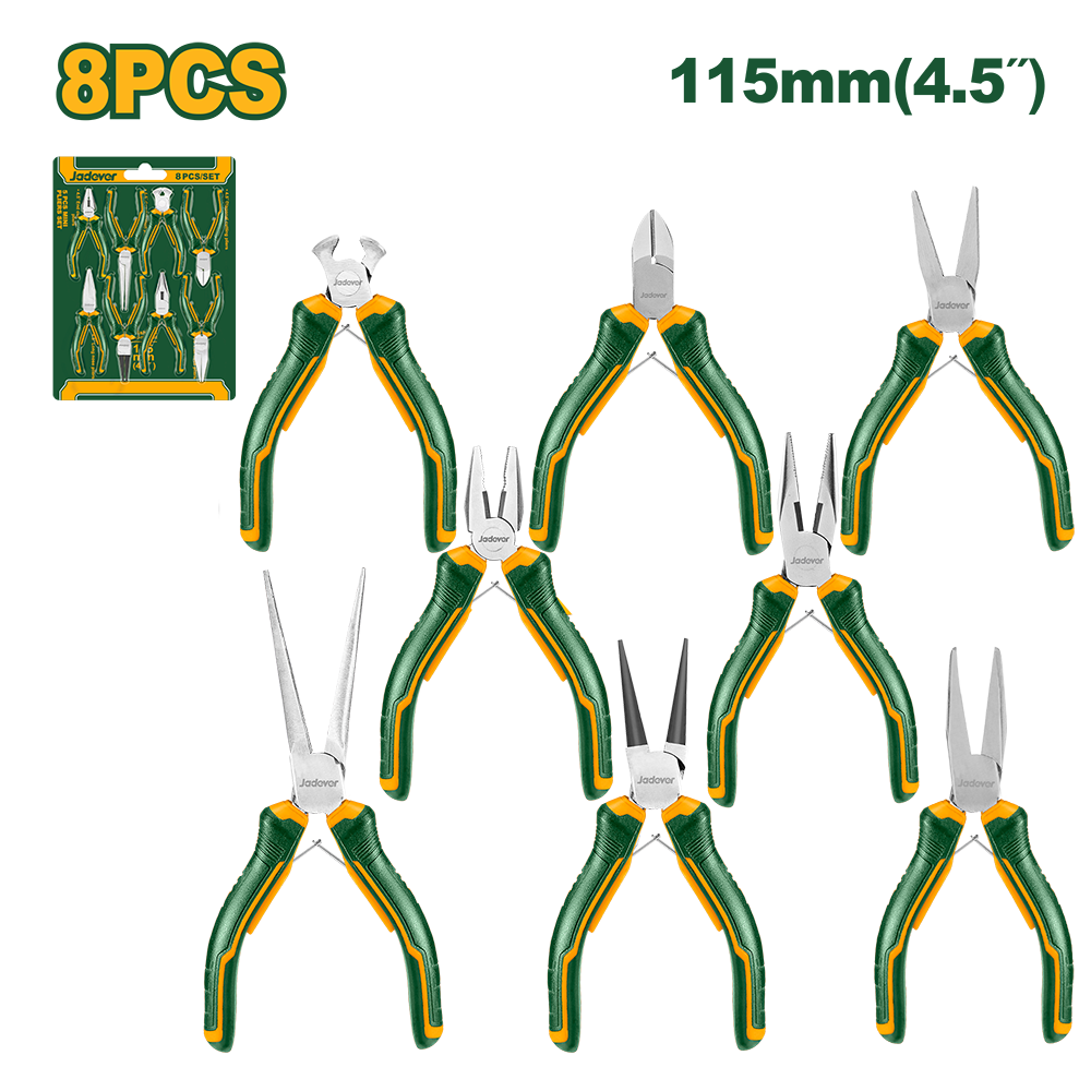Set pinzas y alicates mini x 8 unidades Jadever