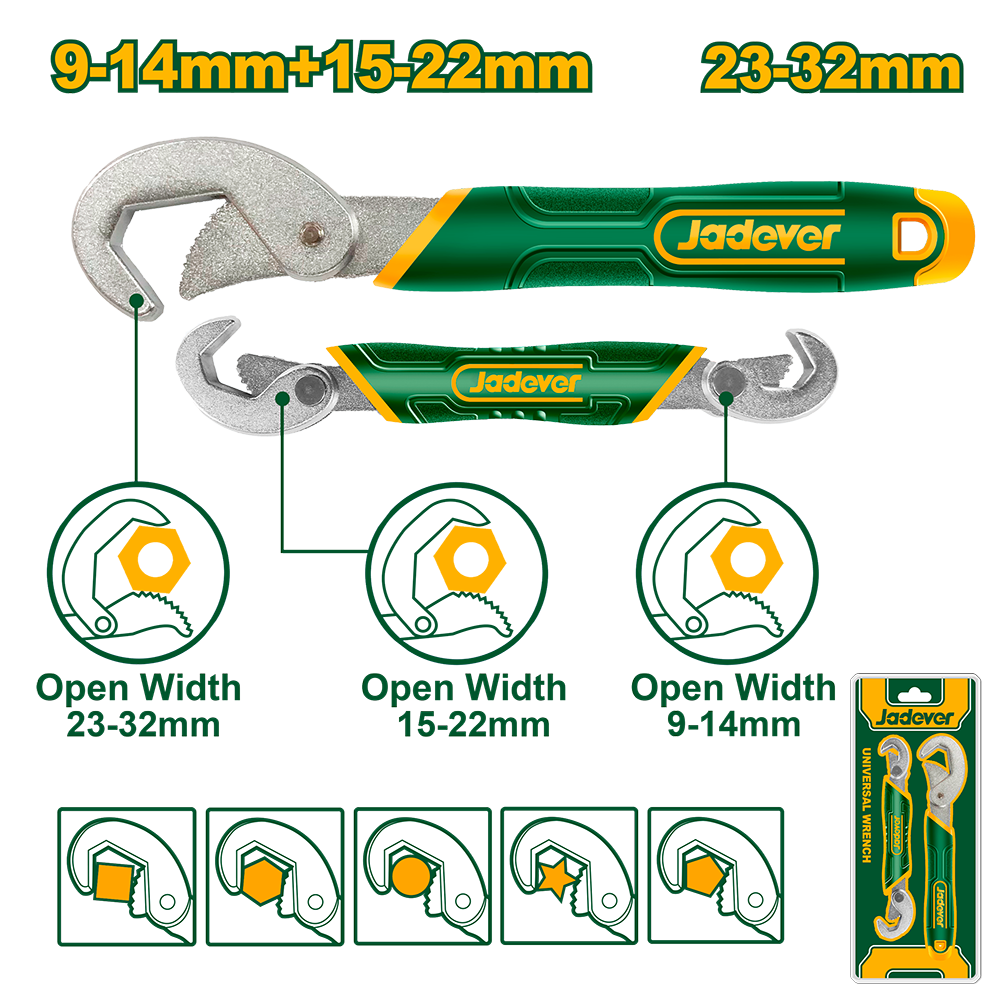 Set Llave Auto Regulable x2 9-32mm Jadever