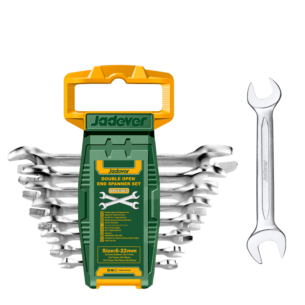 KIT DE LLAVES DOBLES DE 8 PIEZAS - ACERO CR-V - TAMAÑO: 6/7MM, 8/9MM, 10/11MM,  12/13MM, 14/15MM, 16/17MM, 18/19MM, 20/22MM