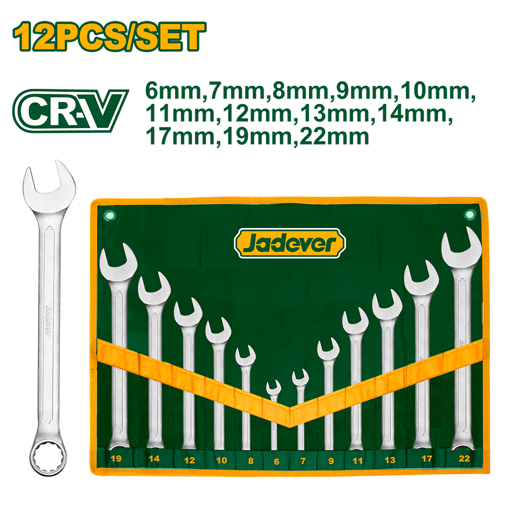 Set llaves x12 CRV Combinadas 6-22mm Jadever