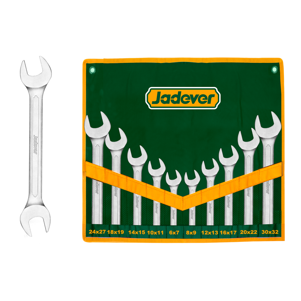 KIT DE LLAVES DOBLES DE 10 PIEZAS - ACERO CR-V - TAMAÑO: 6/7MM, 8/9MM, 10/11MM, 12/13MM, 14/15MM, 16/17MM, 18/19MM, 20/22MM, 24/27MM, 30/32MM