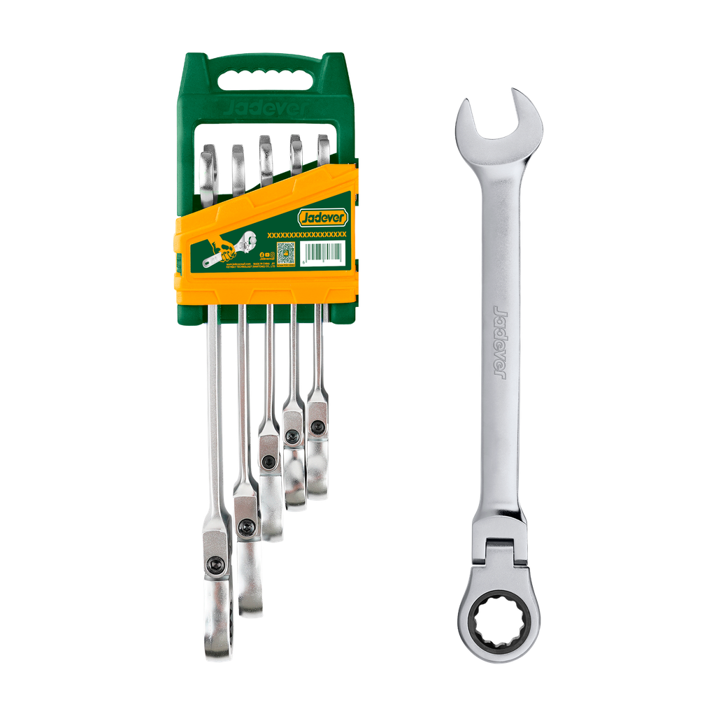KIT DE LLAVES CRICKET COMBINADAS FLEXIBLES DE 5 PIEZAS - TAMAÑO: 8MM, 10MM, 12MM, 13MM, 14MM - CRICKET DE CABEZA GIRATORIA (180°)