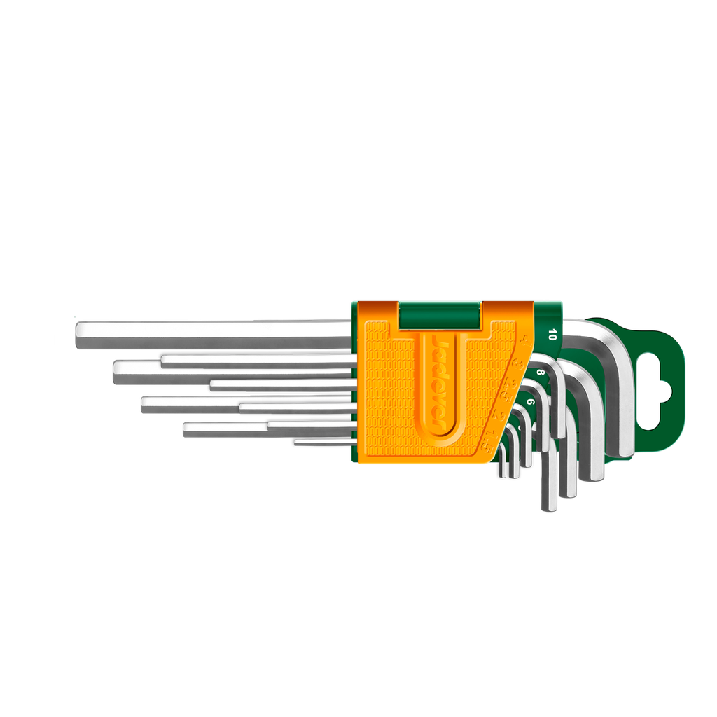 Kit llaves allen 9 piezas brazo largo acero cr-v 1.5 2 2.5 3 4 5 6 8 10 Jadever