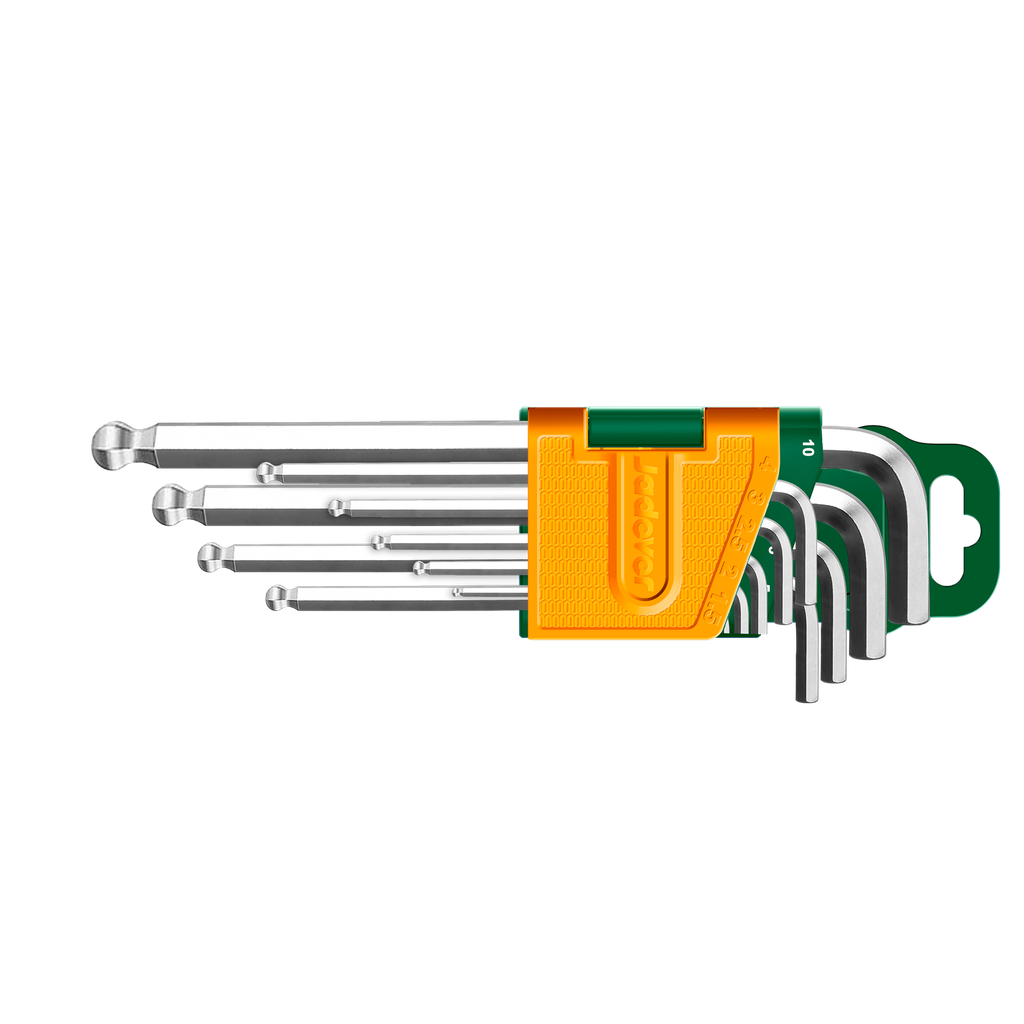 Kit llaves allen punta esférica 9 piezas acero cr-v 1.5 2 2.5 3 4 5 6 8 10 Jadever