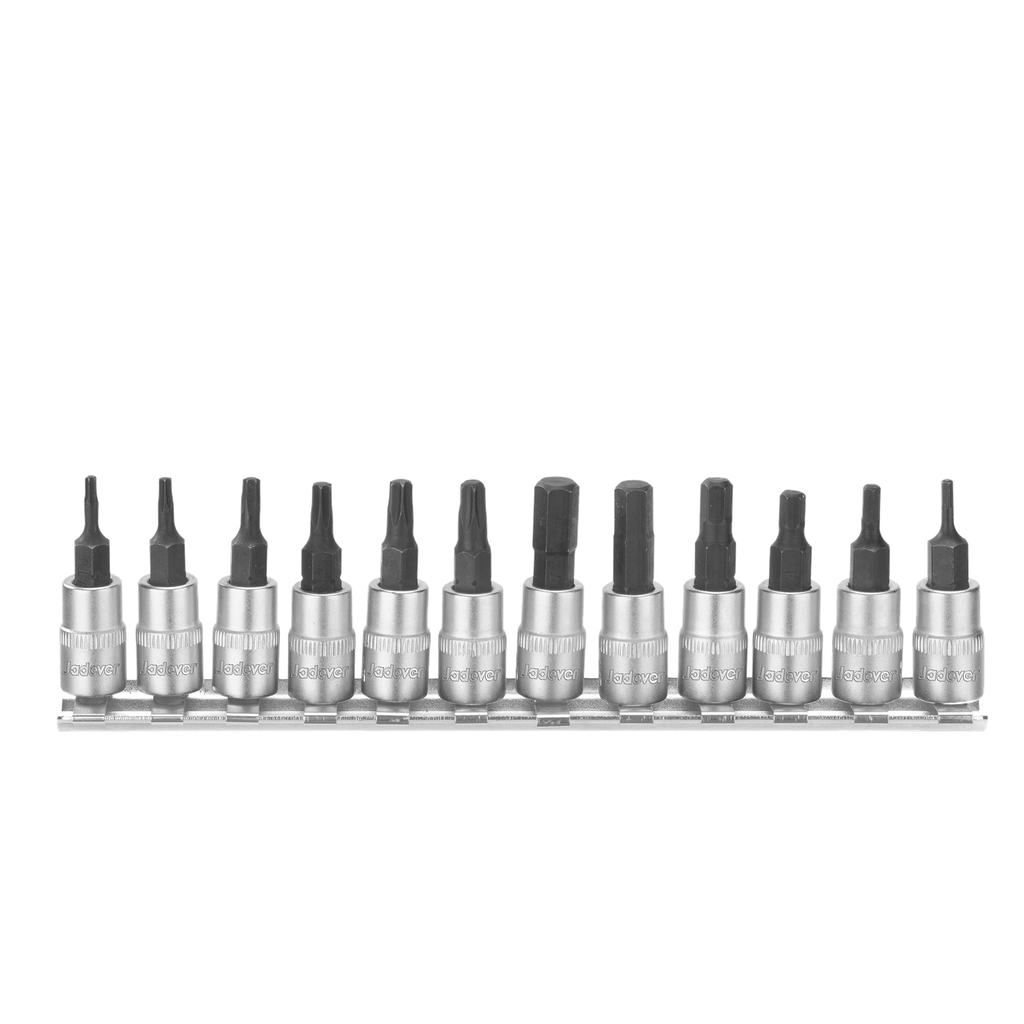 Kit puntas 1/4'' 12 piezas 6 puntas hexagonal h2-3-4-5-6-7 + 6 puntas torx t8-10-15-20-25-27 Jadever