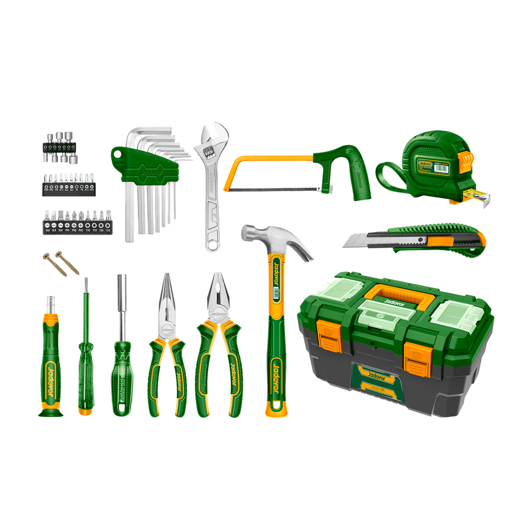 Kit herramientas manuales 85 piezas incluye varias heramientas manuales + caja herramientas pvc Jadever