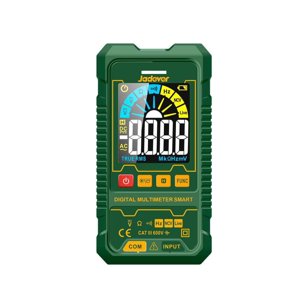 Multímetro digital true rms 4000 cuentas inteligente voltaje cc / ca 4v~600v resistencia 4k?~40m? frecuencia 4hz~40khz vivo alarma audio luz rango automático Jadever