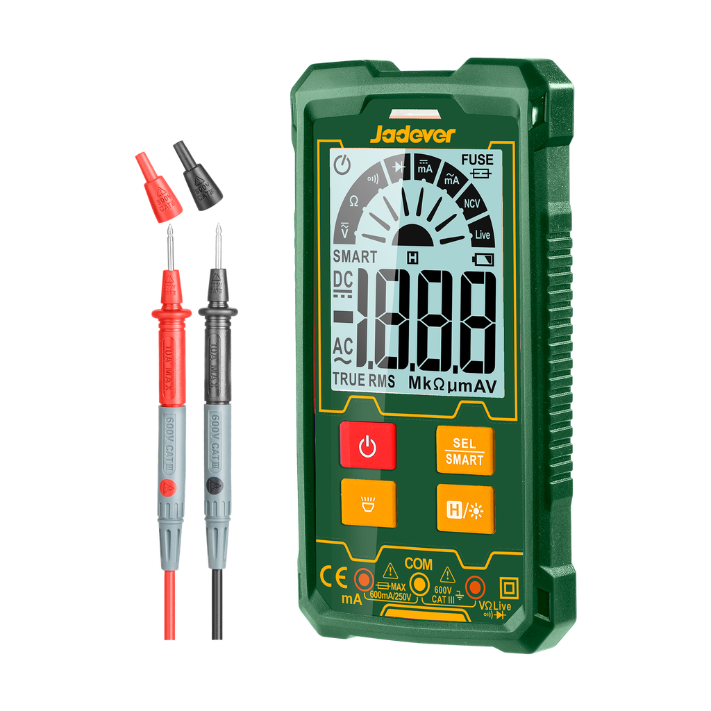 Multímetro digital true rms 2000 cuentas voltaje cc / ca 2v~600v corriente cc / ca 20ma~a resistencia 200?~? detección voltaje sin contacto prueba diodo rango automático Jadever