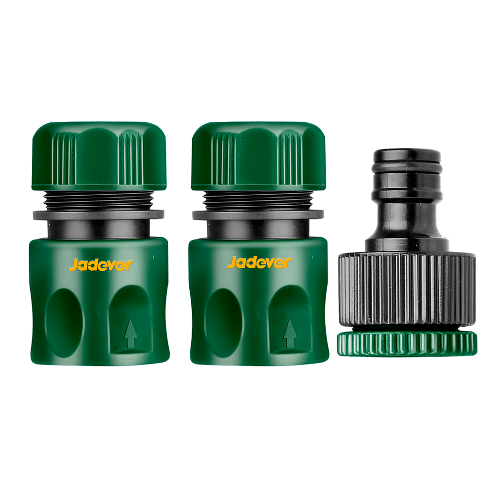 Kit conectores manguera 1 pieza 1/2'' + 1 pieza 1/2'' tope agua + 1 adaptador grifo 3/4'' + reductor 1/2'' a 3/4'' Jadever