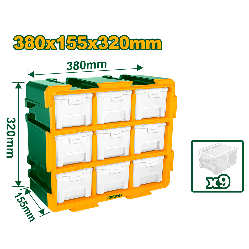 Rack 9 gavetas transparente 380x155x320mm Jadever