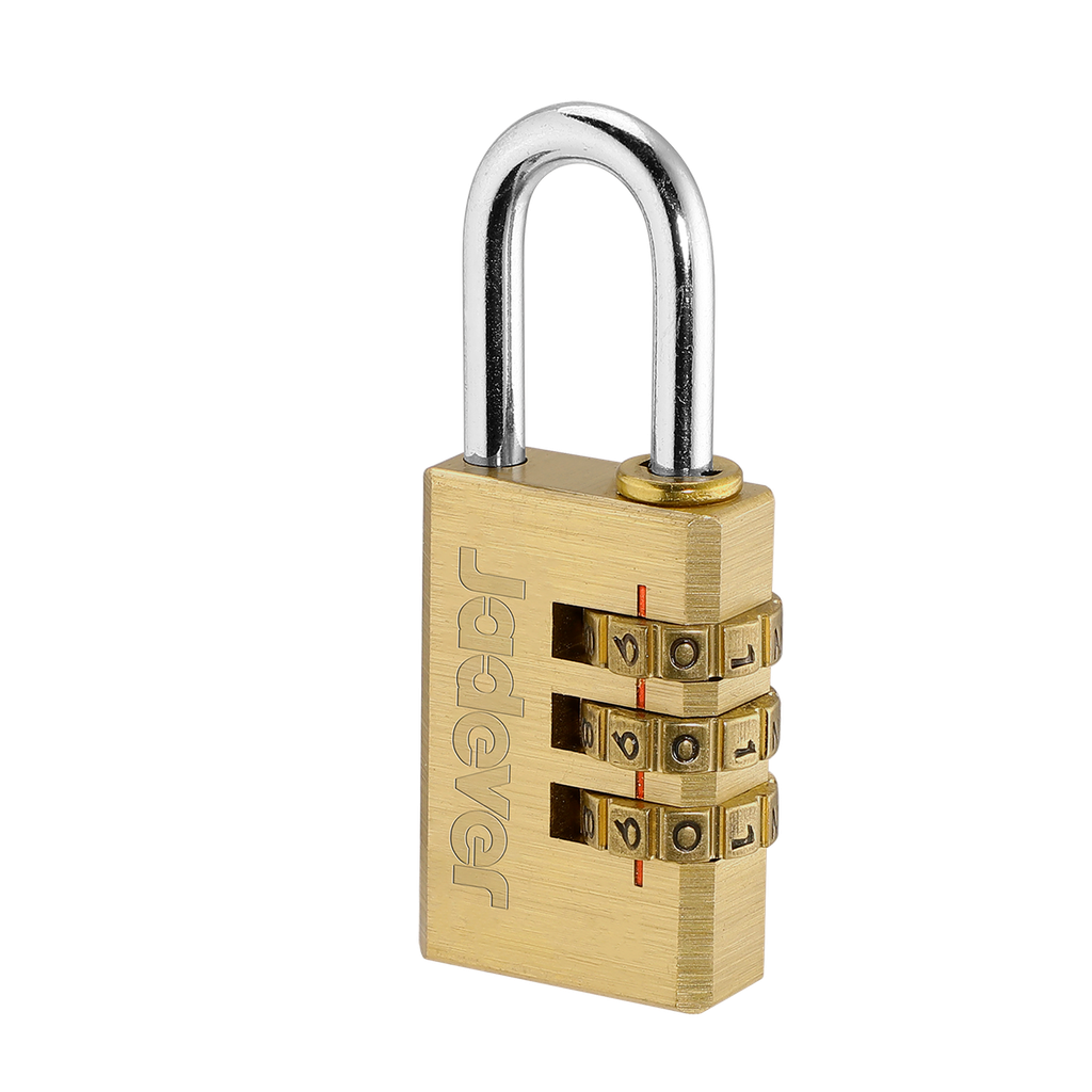Candado combinación latón 3 dígitos 3x20mm 3 ruedas codificadas combinación perzonalizable Jadever