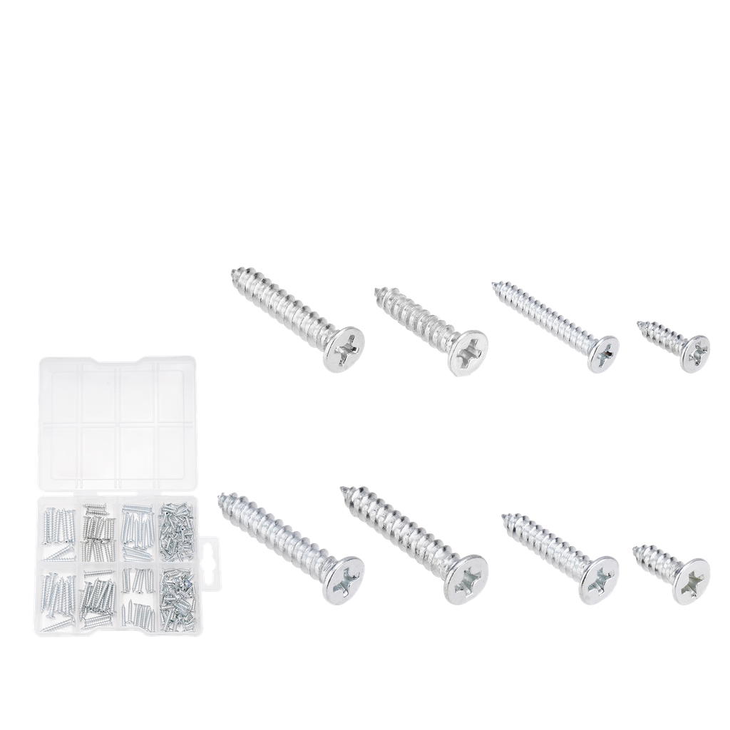 Surtido tornillos parker 200 piezas acero al c + superficie galvanizada tornillos phillips cabeza fresada Jadever