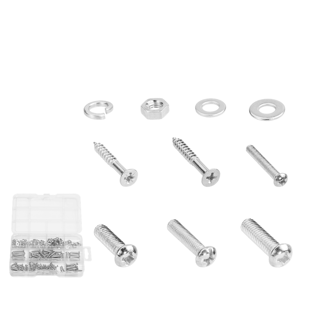 Juego tornillos tuercas hexagonales 324 piezas 57 tornillos metales + 60 tornillos parker + 57 tuercas hexagonales + 75 arandelas planas + 75 arandelas grower Jadever