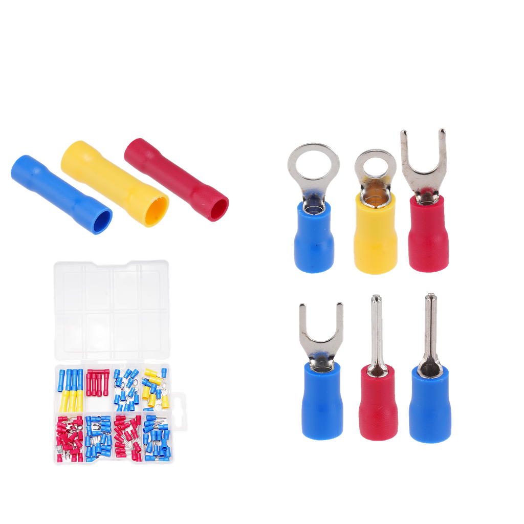 Kit terminales preaislados 100 piezas pvc + latón + aluminio bv5.5 2 1.25 + rv2-5s 2-6 5.5-3.5 + sv1.25-4 2-4 + ptv1.25-12 2-13 Jadever