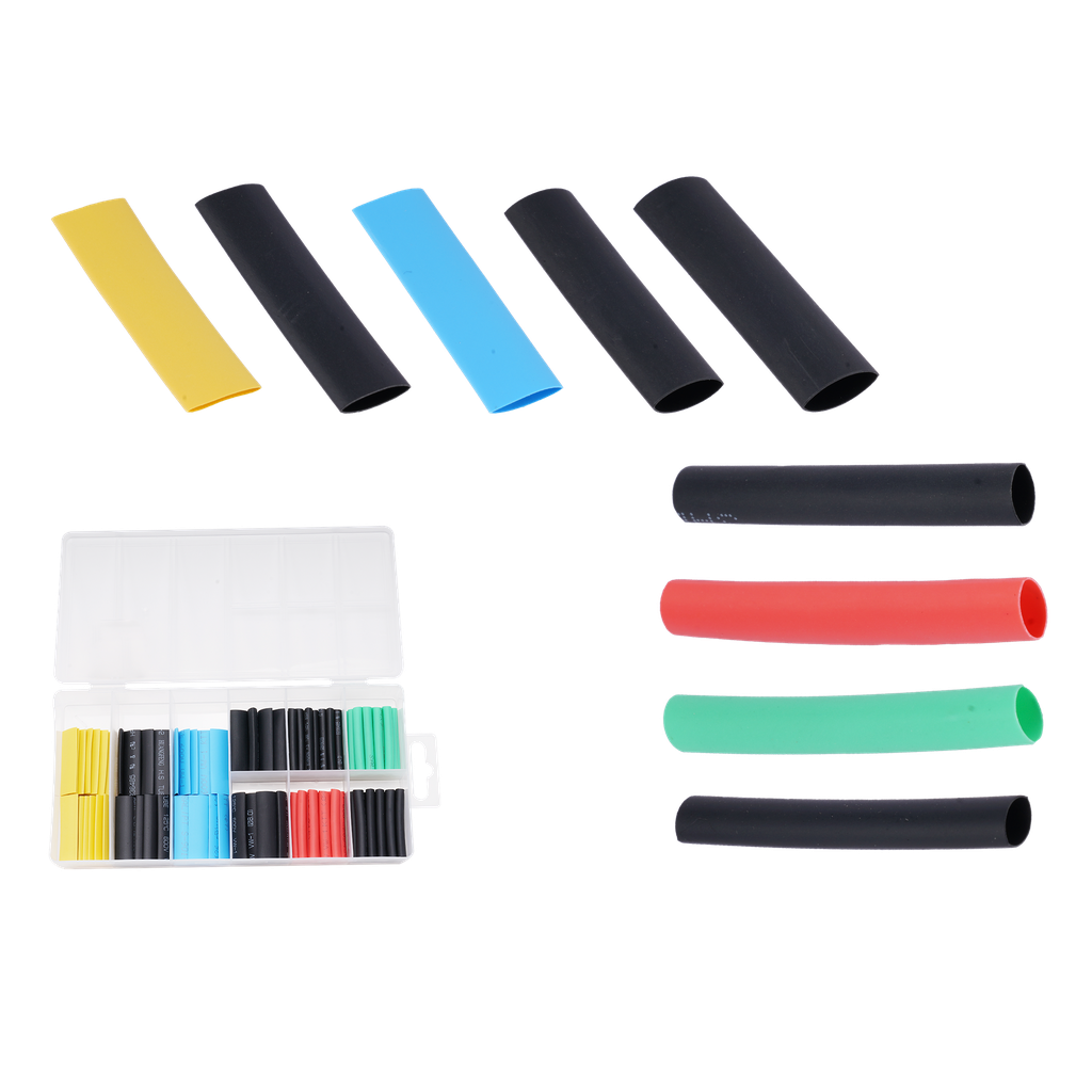 Kit tubos termocontraibles 120 piezas pe 4x40mm (verde) 4x (negro) 45x (rojo) 45x (negro) 7x (negro) 7x (azul) 8x (amarillo) 8x (negro) Jadever