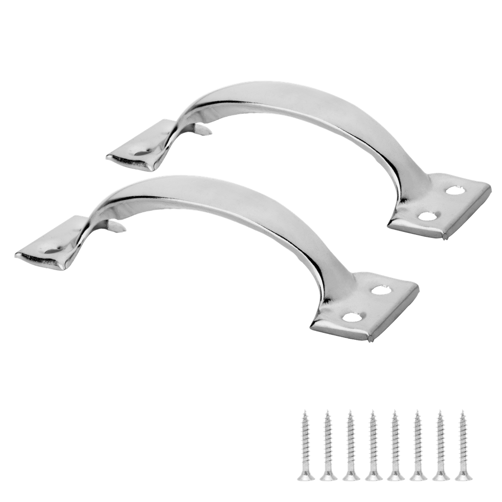 Manija puerta 4'' superficie cromada contiene 8 tornillos Jadever
