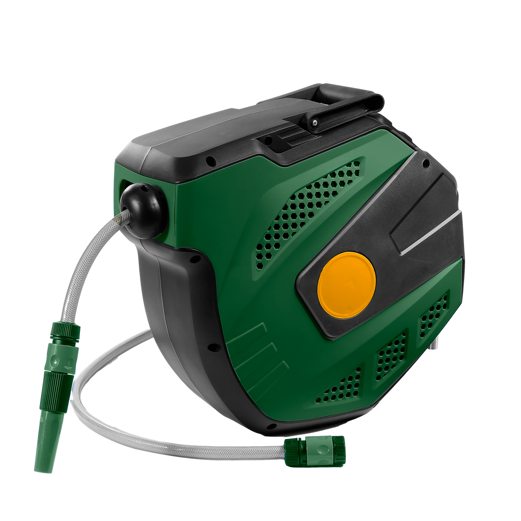 Enrollador manguera retracción lenta parada automática longitud manguera 15+15m manguera 1/2'' presión trabajo 150 psi Jadever
