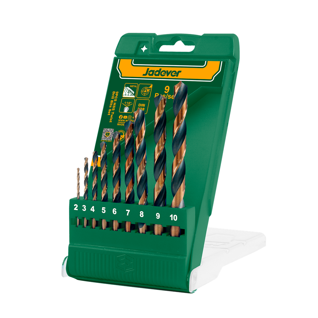 Kit mechas acero rápido 9 piezas 2 mm Jadever