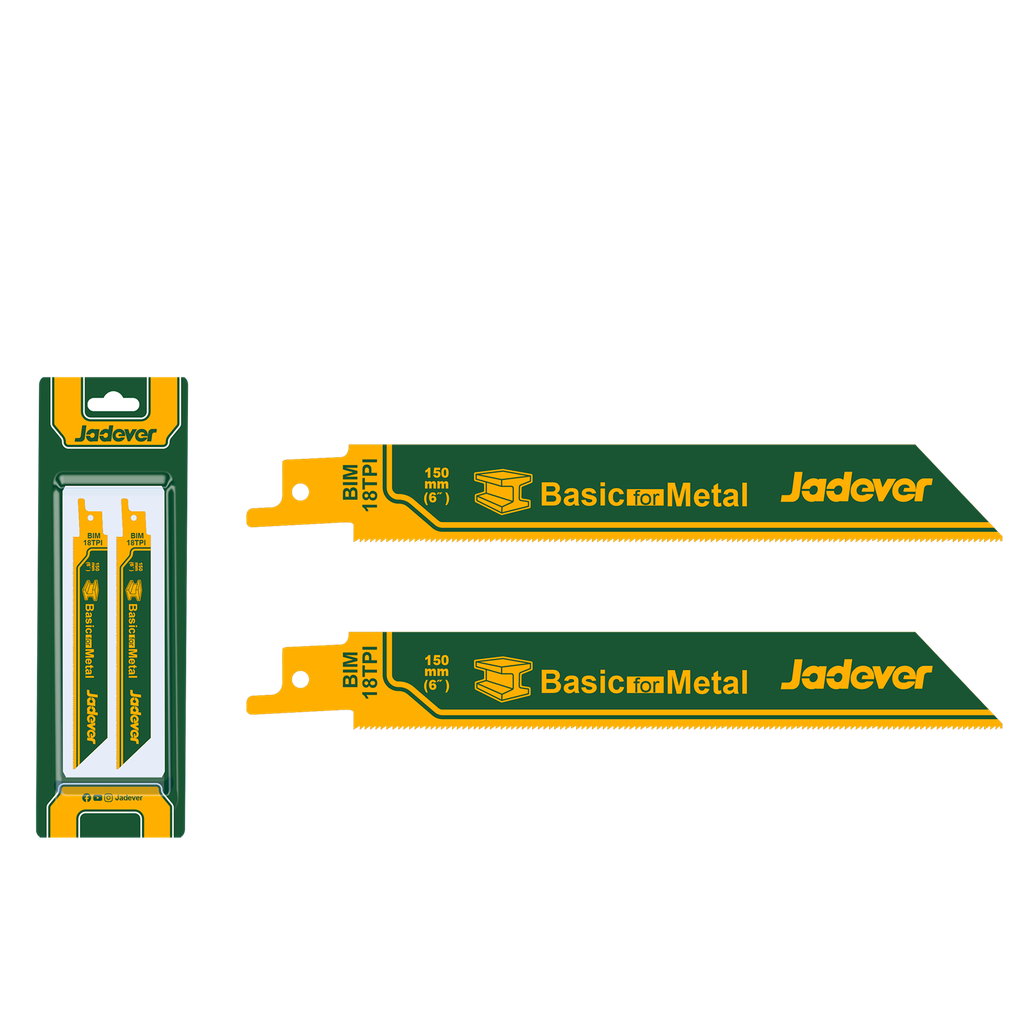 Hojas sierra sable metal 150mm (6'') cantidad dientes 18tpi 2 unids/set Jadever