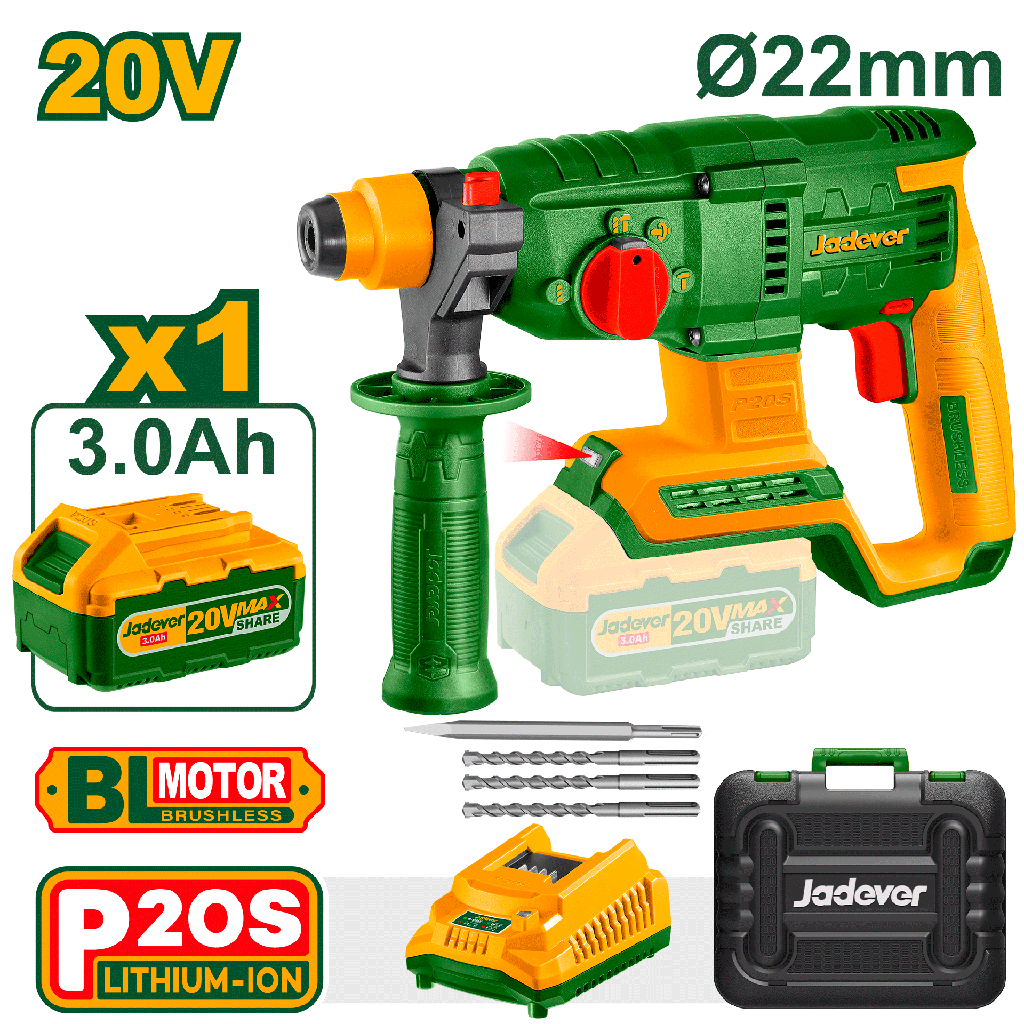 Taladro Rotomartillo Brushless 20V SDS 1100rpm - Jadever