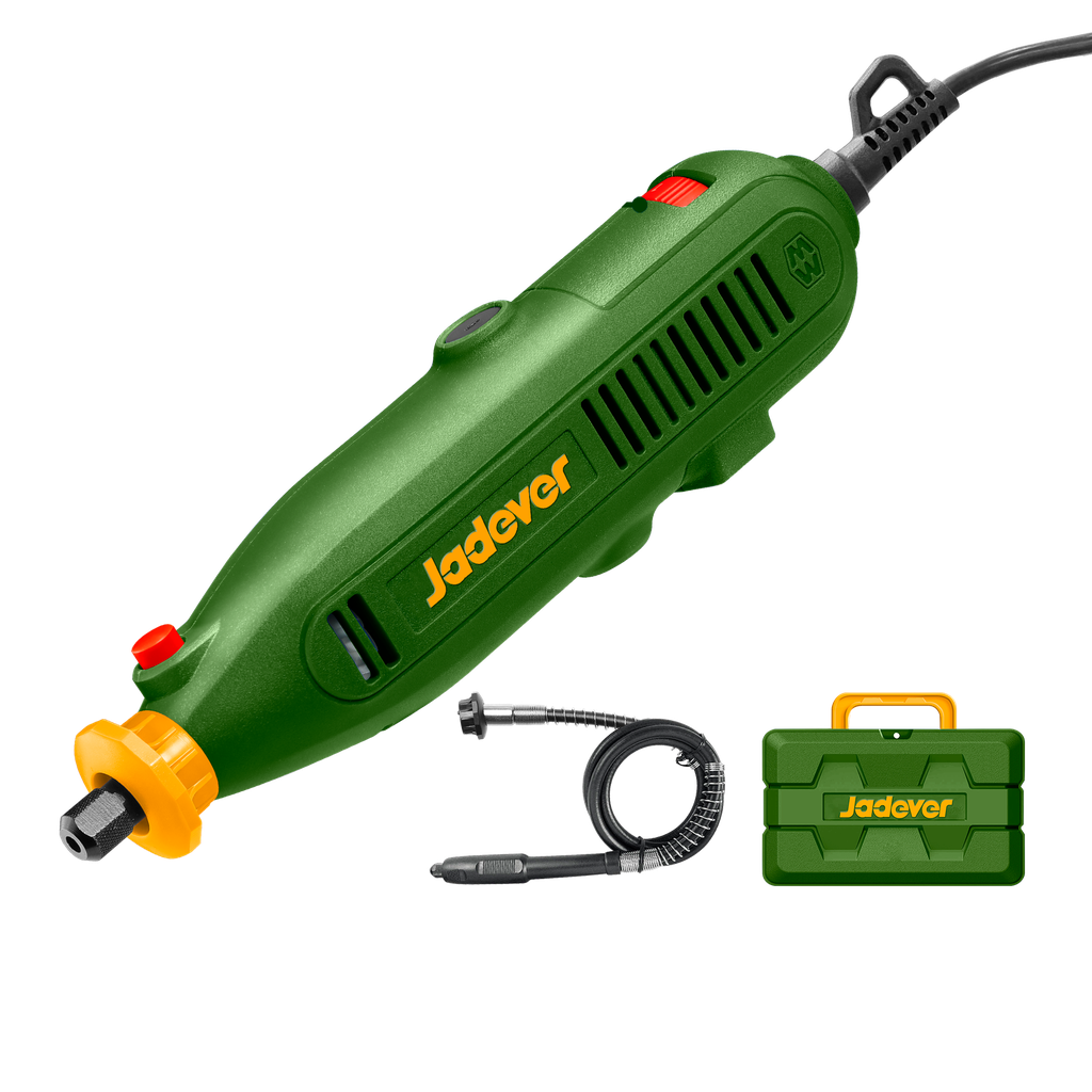 Mini torno 130w voltaje 220-240vca 50/60hz velocidad sin carga 8000 35000rpm pinza 32mm control velocidad variable incluye 52 accesorios + cargador + eje flexible Jadever